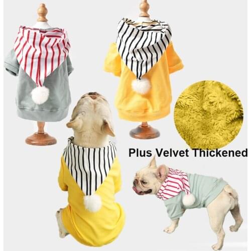 French Bulldog Striped Hoodies for Dog Spring Autumn Winter Shirts Blouse Pomeranians Teddy Dogs Pet Sweatshirt Dog Clothes