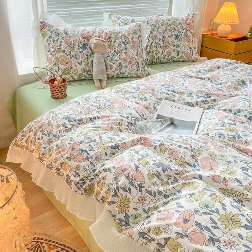 Princess Bed Sheet Three Dimensional Organza White Lace Bed Skirt Simple Bed Sheet Bed Bag Four Piece Set Bed Set Queen Size