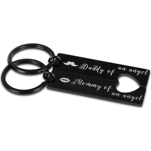 Loss Memorial Keychain 2PCS Remembrance Keychain Set Mommy of an Angel Daddy Keychain Set Loss of Baby Child Memorial Gift