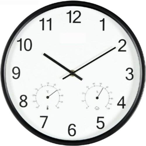 Simple metal wall clock:simple digital Pro Nordic wind temperature hygrometer multi-function wall clock ht 3