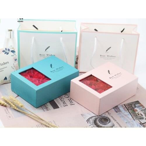 ROSE SPACE Flower Box Saop Rose 6 Roses Propose Gift Artificial Flowers Christmas Valentines Day Wedding Girlfriend Gifts