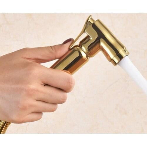 Gold color solid brass Sprayer hand held toilet bidet sprayer shattaf spray with hose bracket