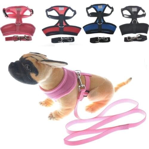 Dog Cat Pet Control Harness and Leash Collar Mesh Strap Vest Soft Chest S M L