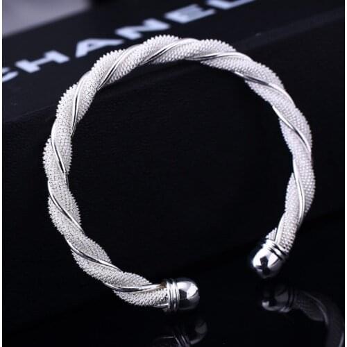 Special offer fine Twisted wire bangles 925 Sterling Silver cuff Bracelet for Women Fashion Wedding Party Christmas Gift Jewelry