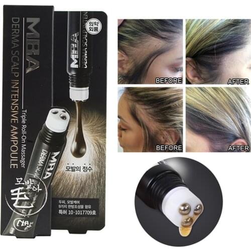 Hair Growth Serum Derma Scalp Intensive Ampoule Triple Roll Massager Fast Regrow Hair Line Hair Loss Essence