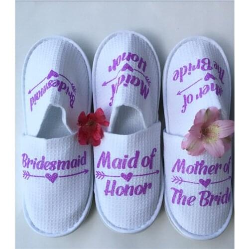 Waffled bride Slippers custom Closed toe Wedding slippers bridesmaid proposal gift bachelorette heart slippers SPA trip slippers