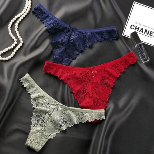 Panties for Women Hollow Transparent Temptation Thong Women Sexy Lace Low Waist T Pants Pure Cotton Ladies Brief Underwear Women