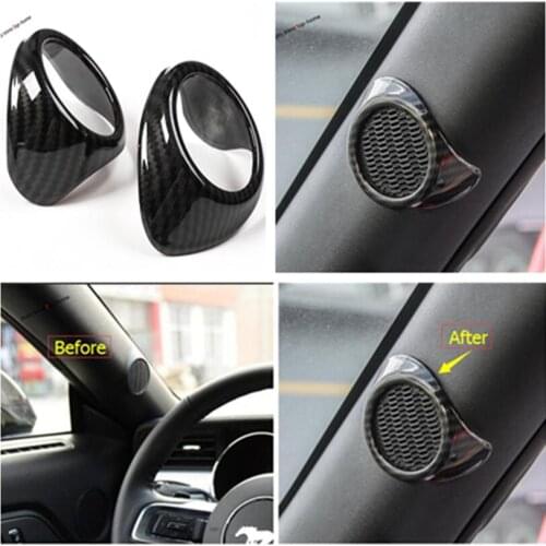 Yimaautotrims Pillar A Stereo Speaker Audio Loudspeaker Cover Trim ABS Fit For Ford Mustang 2015 2016 2017 Interior Mouldings
