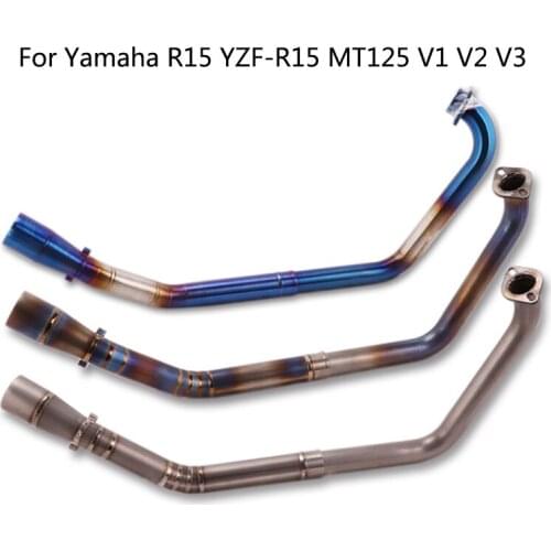 Header Mid Pipe for Yamaha R15 YZF-R15 V1 V2 V3 MT125 Motorcycle Exhaust Pipe Slip On MT-125 Stainless Steel Titanium Alloy