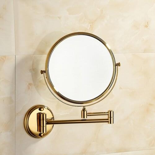 Luxury Gold Extendable 8 inch 3X Magnifying Bathroom Mirror 360 Degree Double Sided Wall Mounted Makeup Mirror