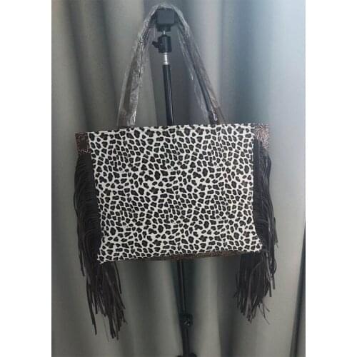 New Fashion Women Cheetah Fringe Handbag PU Leather Ladies Leopard Tassel Shoulder Bag Casual Large Cow Pattern Tote Bag