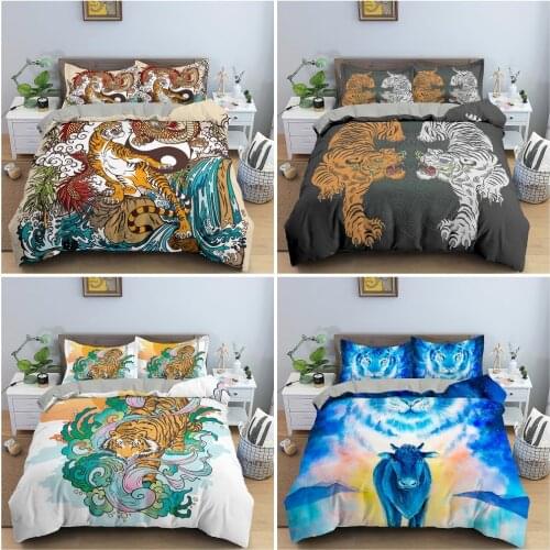 3D Animal Print Bedding Set Tiger Pattern Duvet Cover Set Queen King Size Comforter/Quilt Cover With Pillowcase 2/3 PCS