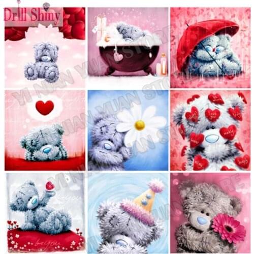 5D Diamond Embroidery lovely Bear Picture of Rhinestones Full Square Kits Diamond Painting Cartoon Series Kids' Room Decor