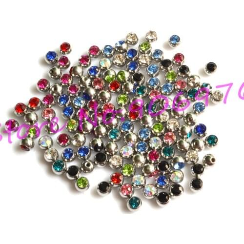 Tongue Ball Gem Stone Crystal Spark Lip Stud Eyebrow Ring 316L stainless steel Piercing accessory 1.6*6mm 1.2*3mm Free Shipping