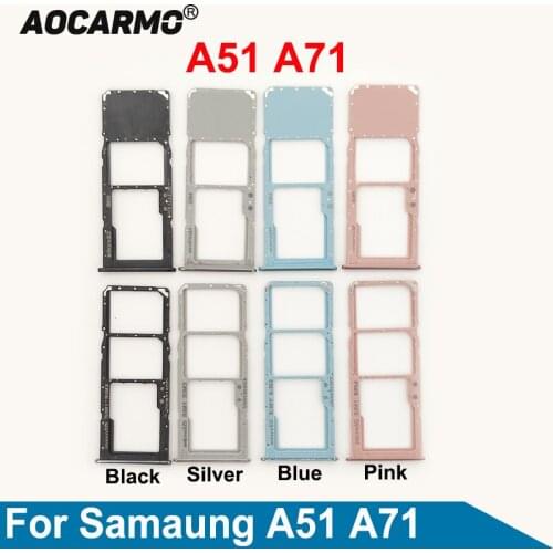 Aocarmo For Samsung Galaxy A51 A71 A515F SM-A7160 SIM Card Dual & Single Sim Card Tray Slot Holder Replacement Part
