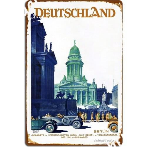 Berlin Germany Vintage Restored Metal Sign Decoration Mural Wall Decor Club Tin Sign Poster