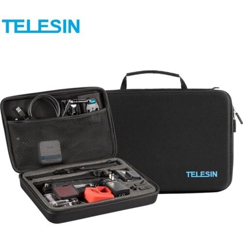 TELESIN Large Black Portable Storage Bag Carry Case Protector for GoPro Hero 8 7 Hero 6 5 4 for Xiaomi YI EKEN DJI Osmo Action