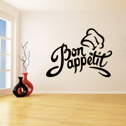 Bon Appetit Chef Hat Wall Stickers for Kitchen Home Art Decor Vinyl Waterproof Decals Decoration Living Room K310