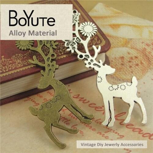 BoYuTe (10 Pieces /lot) 10*10MM Antique Bronze Silver Plated Sikas Deer Charms with Flower Branch Antlers Charms Jewelry Makings