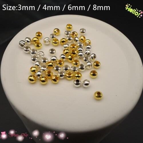 Hot 100pcs Metal Round Loose Beads Spacer Beads Ball For Jewelry Handmade Bracelet Necklace Earrings DIY Accessories Findings