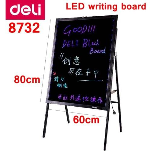 Deli 8732 LED Writing board 24x32"(60x80cm) Electronic fluorescent board with Stand 16 color LED Billboard