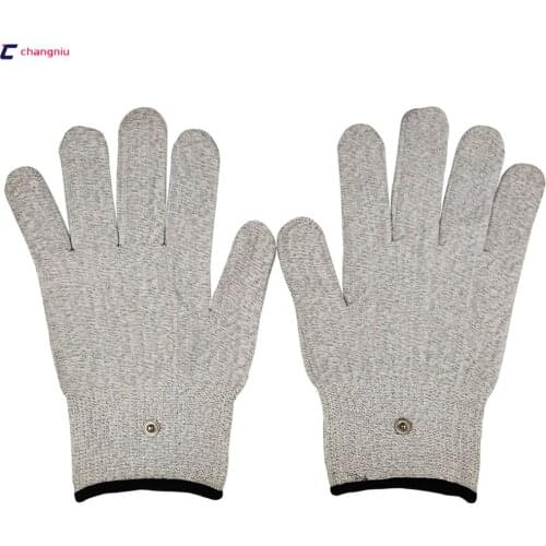 DHL freeshipping 50 pairs Silver conductive fiber Massage gloves for TENS units massager