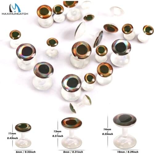 Maximumcatch 25pc Fly Tying Weightless Dumbbell Eyes 6mm/8mm/10mm 4D Realistic Resin Eyes Fly Tying Materials