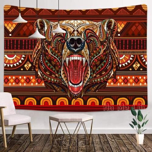 Bear Head Tapestry Bohemian Style Wall Hanging Modern Art Decor For Living Room Dorm Background