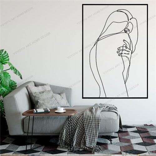 Naked Line Draw Art Wall Sticker For Home Decor Living Room Fashion Wall Decals Valentines Removable Murals Wallpoof CX1447