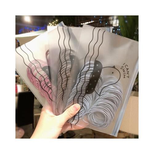 50Pcs Simple Large Circle Thin Headband Rubber Band Bagged Women High Elasticity Basic Head Rope Hair Band Headwear Accessories