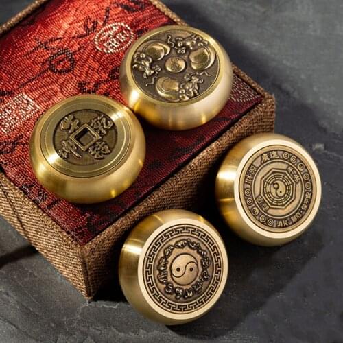 Lucky Fortune Make Money Gyro Fingertips Brass Tai Chi Zodiac Good Luck Ornaments Spin Around Creative EDC Decompression Tool
