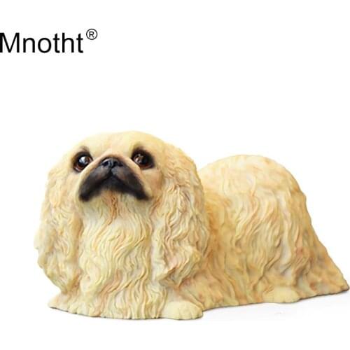 Mnotht Mini Toy 1/6 Pekingese Dog Model Simulation Animal Dog Resin Scene Accessory for Action Figure Collection Decoration Gift