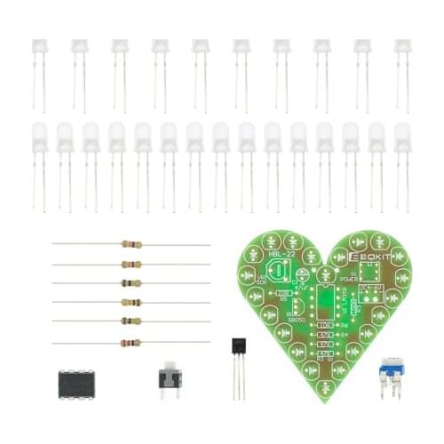 DIY Kit Heart Shape Breathing Lamp Kit Breathing LED Suite Red White Blue Green Electronic Production for Learning laboratory