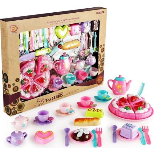 EBOYU(TM) 37 Pcs Food Set Cake Tea Sets Lovely Flower Theme Toy Foods Playset for Pretend Play Tea Time Children Kitchen
