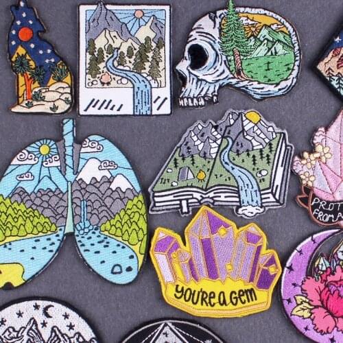 DIY Mountain Adventure Patch Outdoor Embroidered Patches For Clothing Camping Patch Iron On Patches For Clothes Stripes Decor
