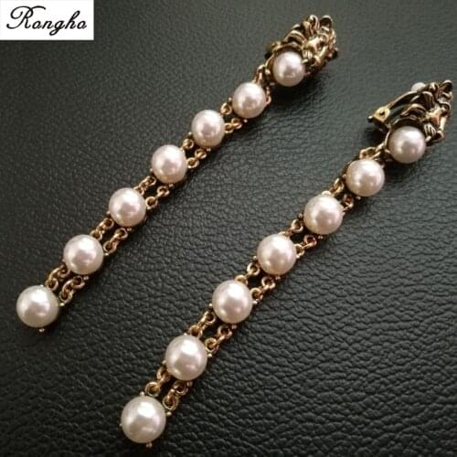 New Baroque Vintage Metal lion Head Clip earrings for women Fashion jewelry 2017 Pearl earrings pendant Bridal Brincos Ear clip