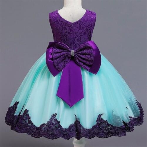 Infant Girls Princess Dress Birthday Party Dress Pageant Communion Bow Tutu Gown Wedding Lace Vestidos Baby Girls Clothing