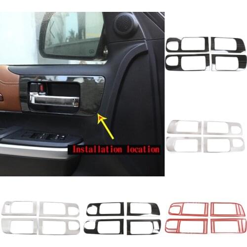 Stainless Steel Car Interior Door Handle Frame Trim For Toyota Tundra 2014-2021 Black Titanium & Chrome Casing Decorate Styling