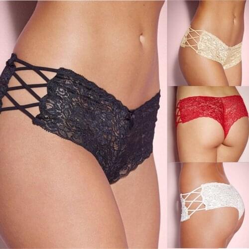 Sexy Lingerie Ladies Underwear Hollow Casual Sexy Lingerie Sexy Low-Waist Lace Straps Perspective Party Thong