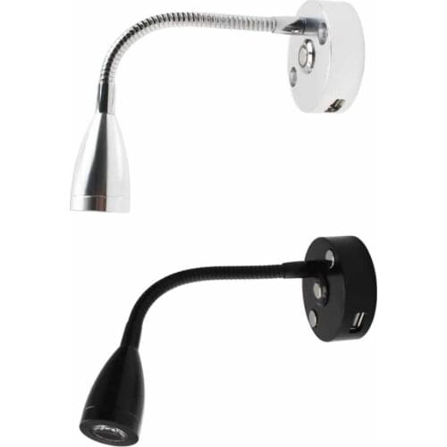 Touch Switch 12V 24V Boat LED Reading Light Flexible Gooseneck Wall Lamp For Truck Motorhome Yachts Cabin With USB Charger Port