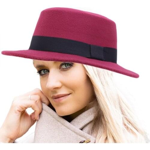 Fashion Imitation Wool Flat Top Brim Hat Retro Casual Ladies Clothing British Wild Jazz Hat New Woolen Warmth