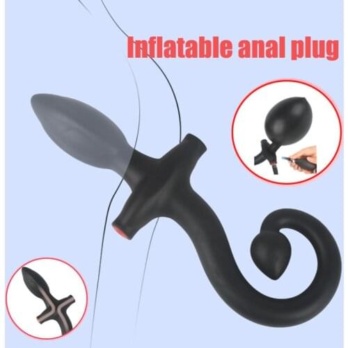 Go Out Silicone Double Head Inflated Anal Plug Dildo Pump Big Butt Plug Prostate Massage Anus Extender Dilatador Adult Sex Toys