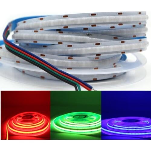 RGB FOB LED Strip DC 12V 24V 630LEDs/m High Indensity House Decoration Colorful Flexible COB Light Bar Tape Linear Bulb 90 RA