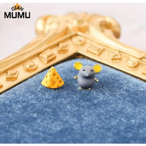 Cheese Mouse Earrings Cute Cartoon New Ear Female Fashion Wild Summer Fresh Alloy Stud Earrings Jewelry Gifts For Cute Women