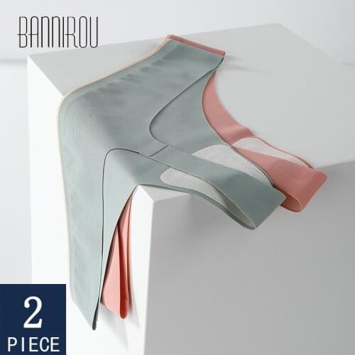 BANNIROU Wholesale Thongs Female Underwear Sports T-back Woman Seamless Panty Sexy Solid Panties G-string For Woman New 2 Pcs