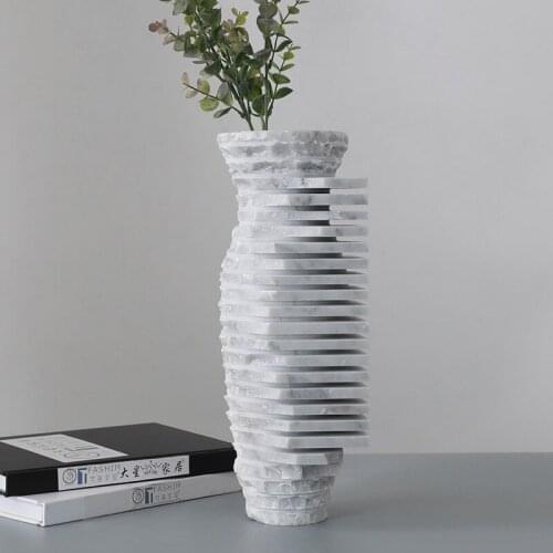 Creative Jazz White Marble Vase Trending Decorative Crafts Business Office Hotel Club Decoration minimalist decor