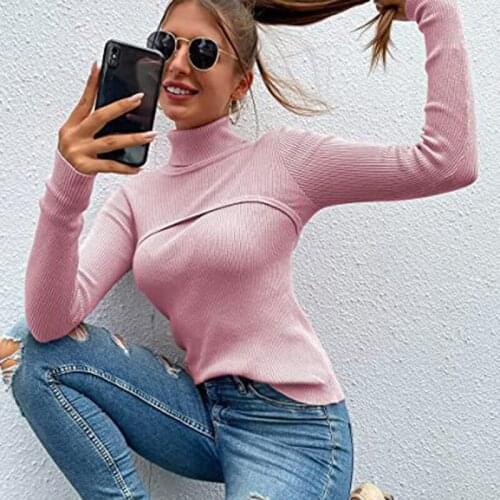 Knitted Women Autumn Winter Women Turtleneck Sweater Jumper Loose Top Sweater Knitted Sweaters Inner Wear Pull Female Pullovers