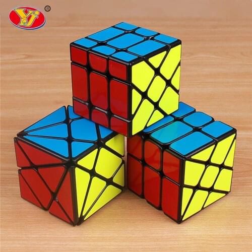 YJ Axis yongjun wheel magic speed cube professional sticker Fisher skew cubes educational toys for children
