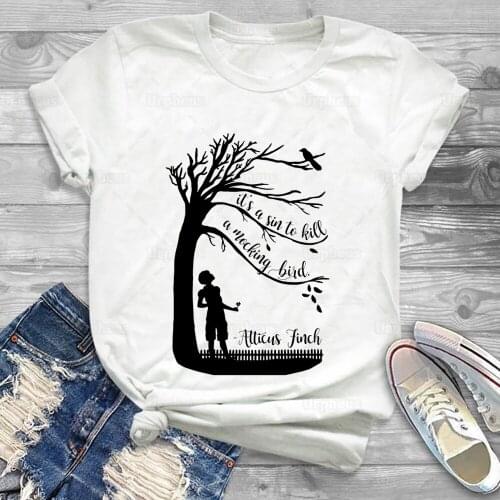 100% Cotton Funny Cat Tshirt How To Kill A Mockingbird Literature Inspired Shirt Cute Little Kitten Book Summer Top Tees