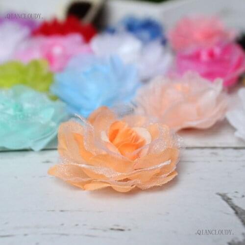 36 pieces Artificial Gauze Camellia Flowers Heads wedding decoration Wall DIY Fleur Hair clips Scrapbooking decoration A64